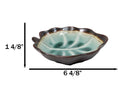 Pack Of 6 Crackle Green Midori Kannyu Ceramic Leaf Shaped Appetizer Salad Plates