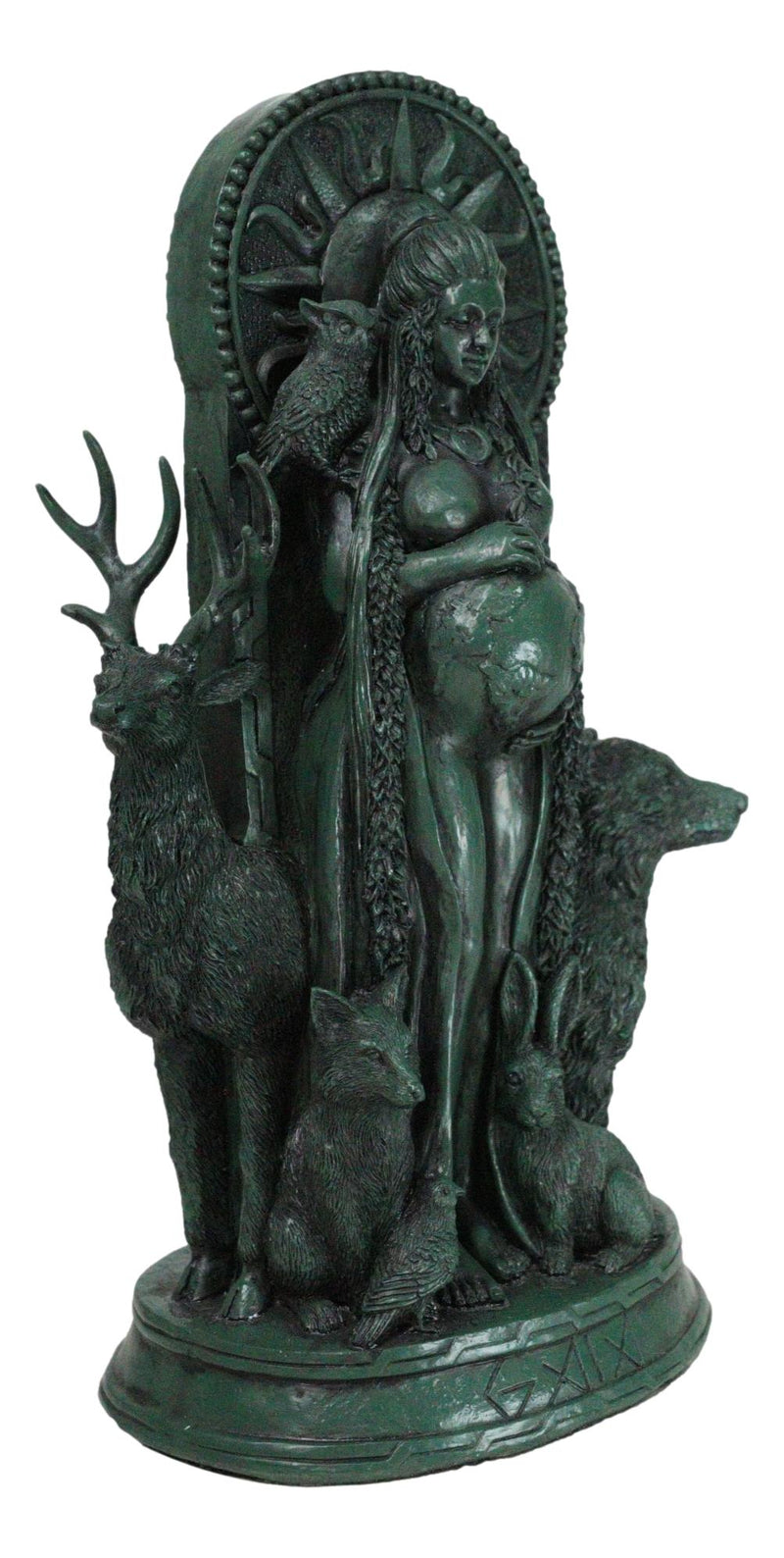 Greek Goddess Gaia Pregnant With Earth Accompanied By Animals Figurine