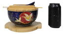 Red Moon Golden Crane Donburi Ramen Bowl With Lid Trivet Spoon Chopsticks Set