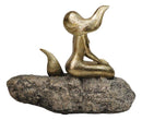 Gold Leaf Resin Abstract Art Mermaid Sunbathing On Ocean Rock Figurine 8.5" L