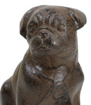 Rustic Cast Iron Metal Whimsical Fawn Pug Puppy Dog Sitting Figurine Decor