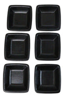 Pack Of 6 Square Black Silk Melamine Condiments Sauce Dipping Bowl or Dishes