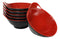 Pack Of 6 Red And Black Melamine Small Soup Salad Rice Bowls With Handle 5"L