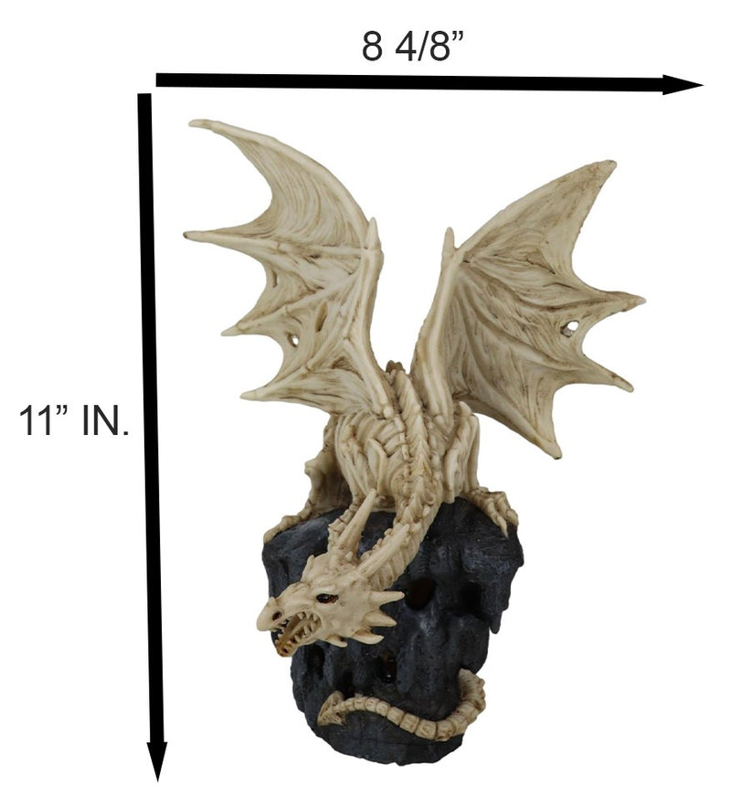 Gothic Exo Skeleton Dragon On Rock Cavern With Colorful LED Light Figurine