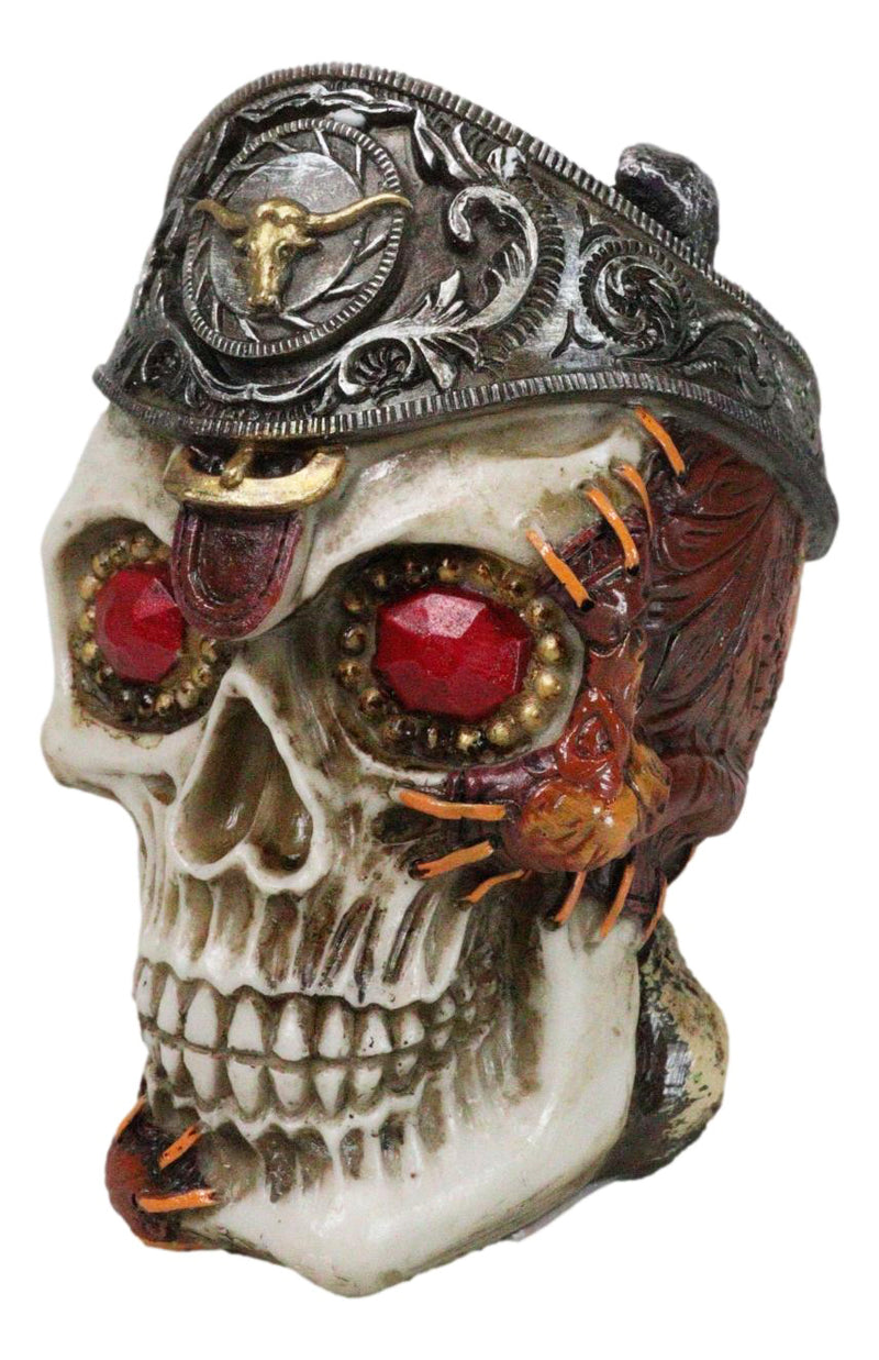 Western Texas Longhorn Silver Concho Buckle Skull Money Coin Bank Figurine