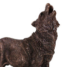 Mystical Full Moon Howling Alpha Gray Wolf Statue In Bronze Electroplated Finish