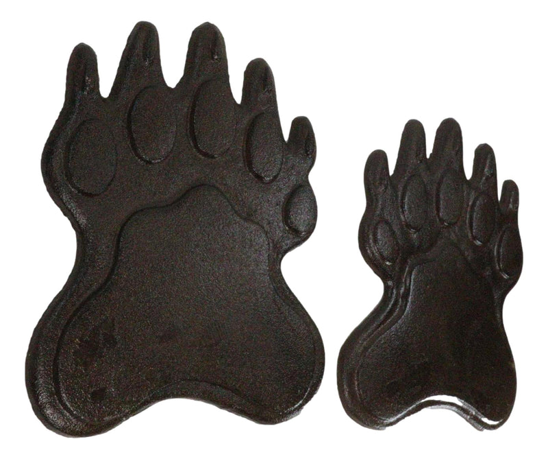 Pack of 2 Cast Iron Grizzly Bear Left and Right Paws Garden Stepping Stones