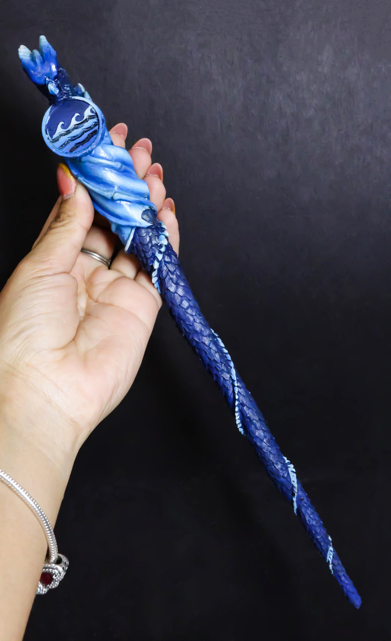 Blue Water Ocean Wave Drake Elemental Dragon Fantasy Cosplay Magic Wand 14" L