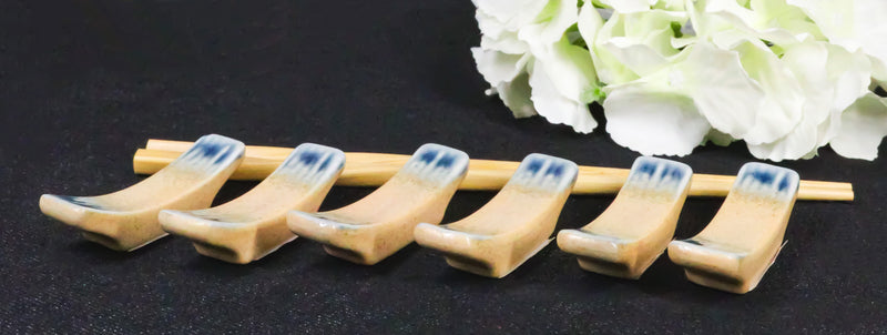 Pack Of 6 Blue River Ao Nagashi Collection Porcelain Chopsticks Hashioki Rest