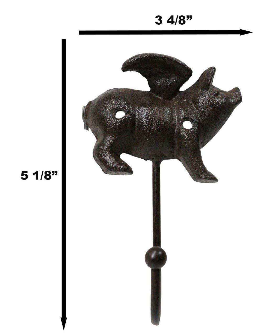 Set of 2 Cast Iron Rustic Country Flying Angel Pig Wall Hooks Coat Towel Hanger