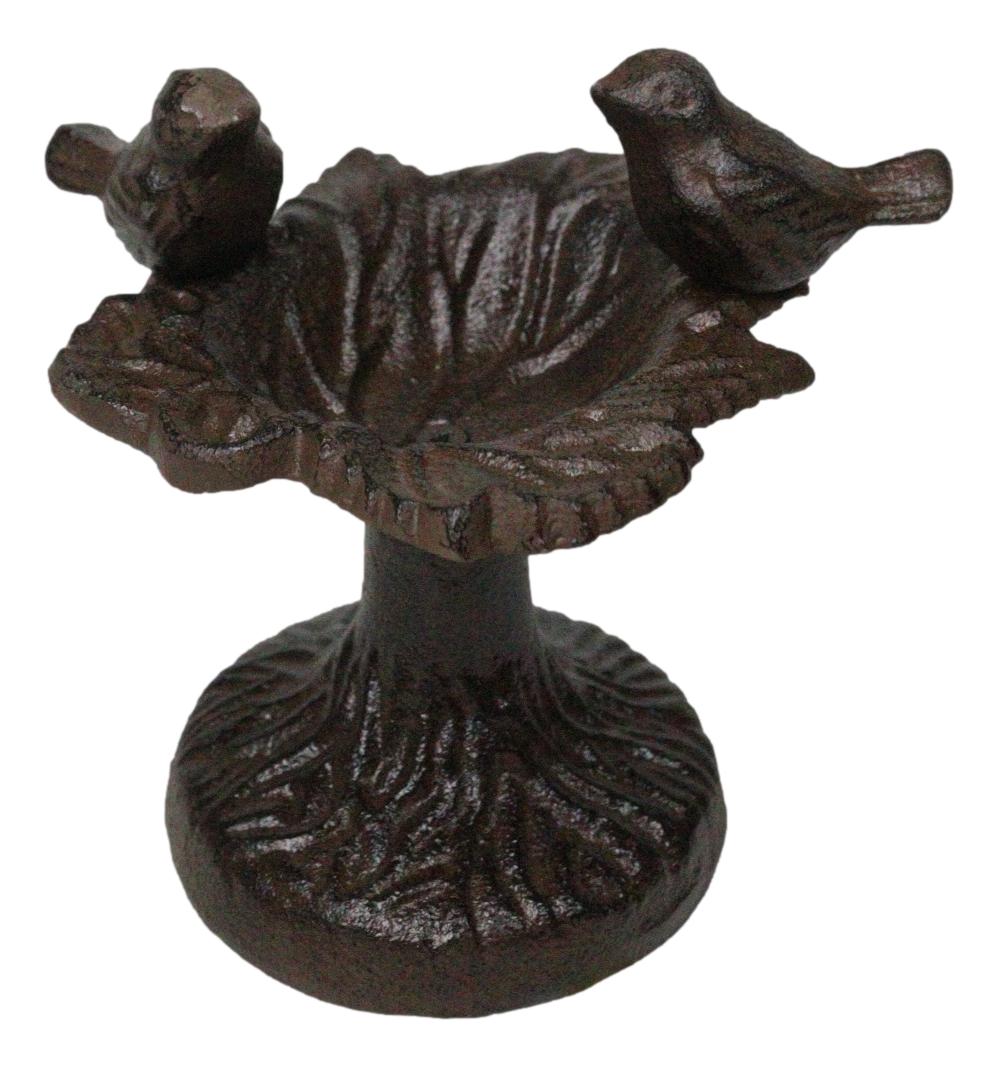 Cast Iron Rustic Whimsical Two Birds On Tree Bird Feeder Bath Small Sculpture