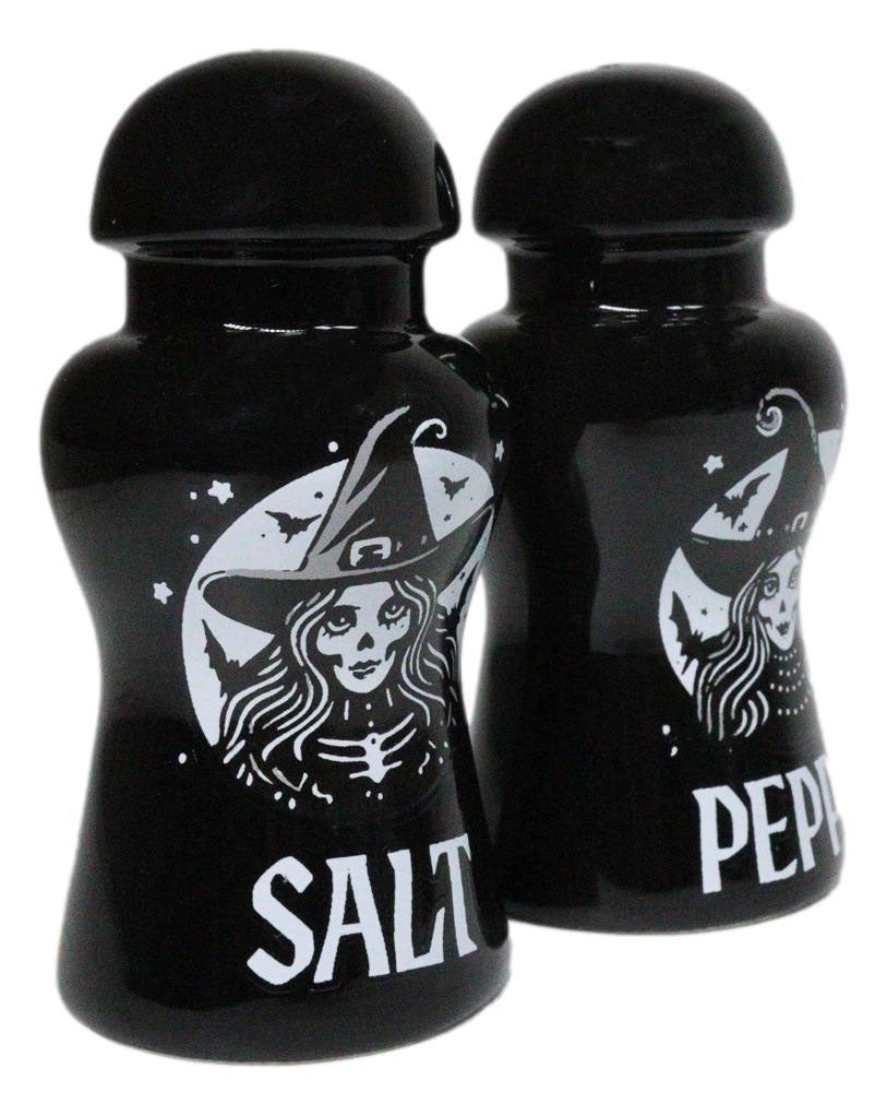 Wicca Black Magic Grand High Witch Apothecary Ceramic Salt Pepper Shakers Set