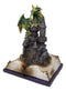 Medieval Green Dragon Perching On LED Castle With Book of Spells Figurine