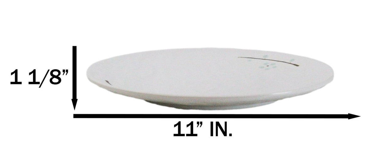 Set Of 6 Modern Yukino Hana Snowflakes Melamine Large Round Dinner Plates 11"D