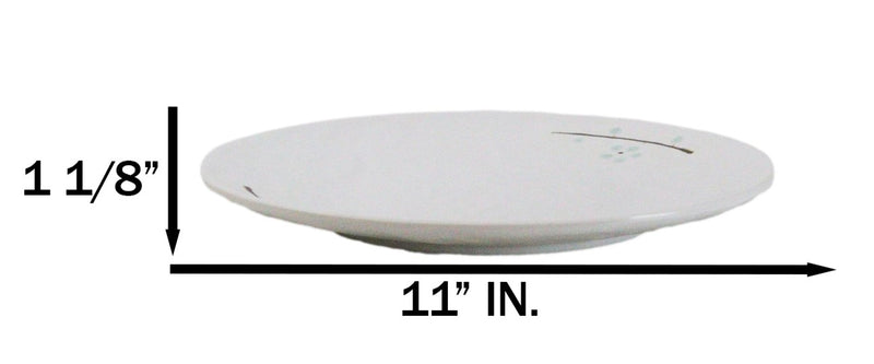 Set Of 6 Modern Yukino Hana Snowflakes Melamine Large Round Dinner Plates 11"D