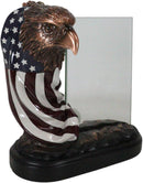 Patriotic Bald Eagle With American Flag Beveled Engravable Glass Frame 6"x4"