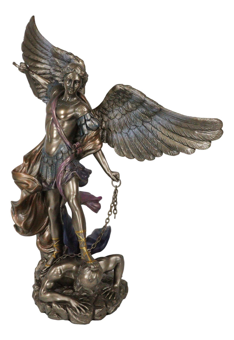 Archangel Saint Michael With Chained Satan On His Feet Collectible Figurine
