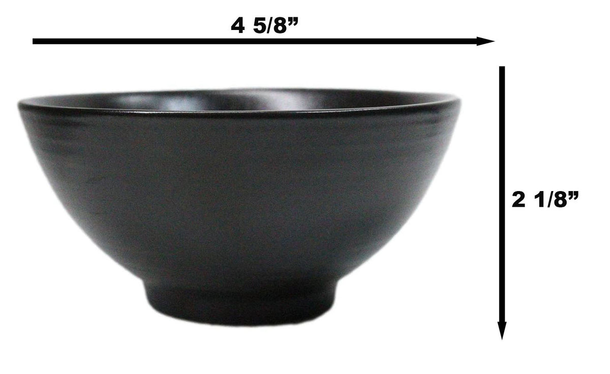 Pack Of 6 Black Kokuyo Minimalist Ceramic Small Rice Soup Appetizer Bowls 10oz