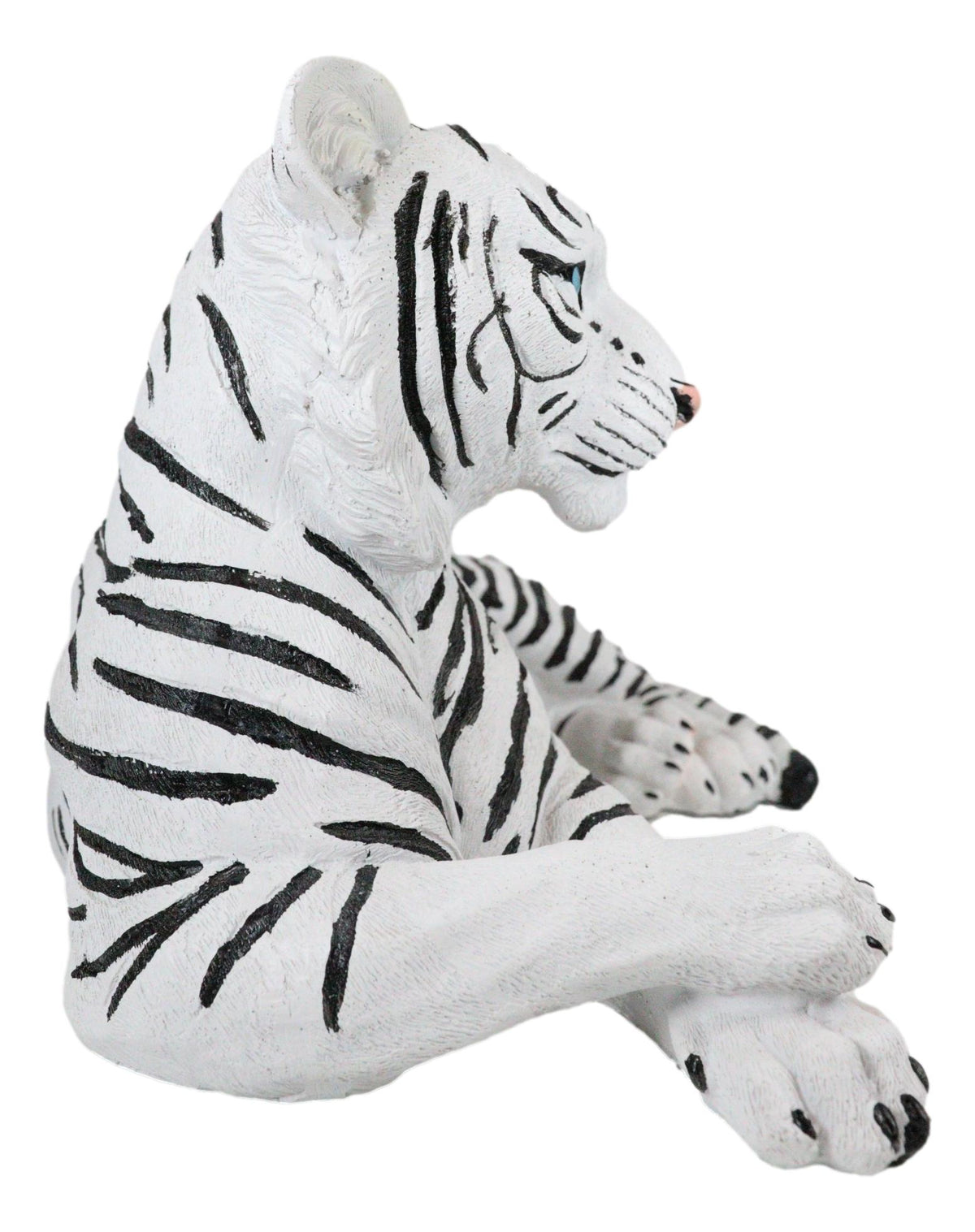Large Siberian Ghost White Tiger Resting 15.5" Long Statue Home Garden Decor