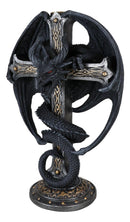 Medieval Fantasy Altar Drake Dragon Coiled On Celtic Knotwork Cross Candleholder