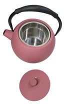 Pastel Pink Minimalistic Tilted Round Cast Iron Teapot 28oz Tea Pot With Handle