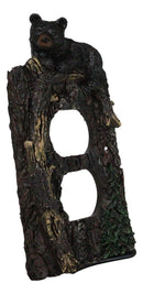 Set of 2 Rustic Forest Black Bears Climbing Tree Double Receptacle Outlet Covers