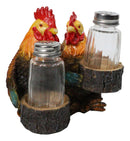 Rooster & Hen Salt and Pepper Shaker Holder Country Rustic Farmhouse Chicken