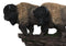Native American Brown Bison Buffalo Herd On Pasture Wall Sculpture Relief 14"L