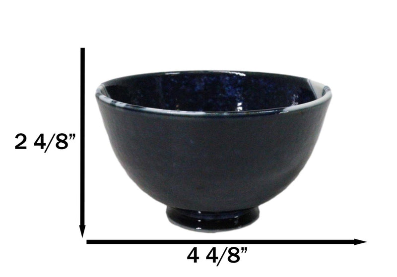 Set Of 4 Blue Japanese Hokusai Great Wave Porcelain Soup Rice Dessert Bowls 11oz