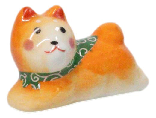 Tan Shiba Inu Dog Ceramic Chopstick Rests Set of 6 with Bamboo Chopsticks