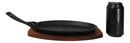 Personal Size Cast Iron Oval Fajita Steak Pan Skillet With Wood Trivet Base