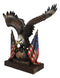 Large 20"H Bald Eagle On Globe With American Flags One Nation Under God Statue