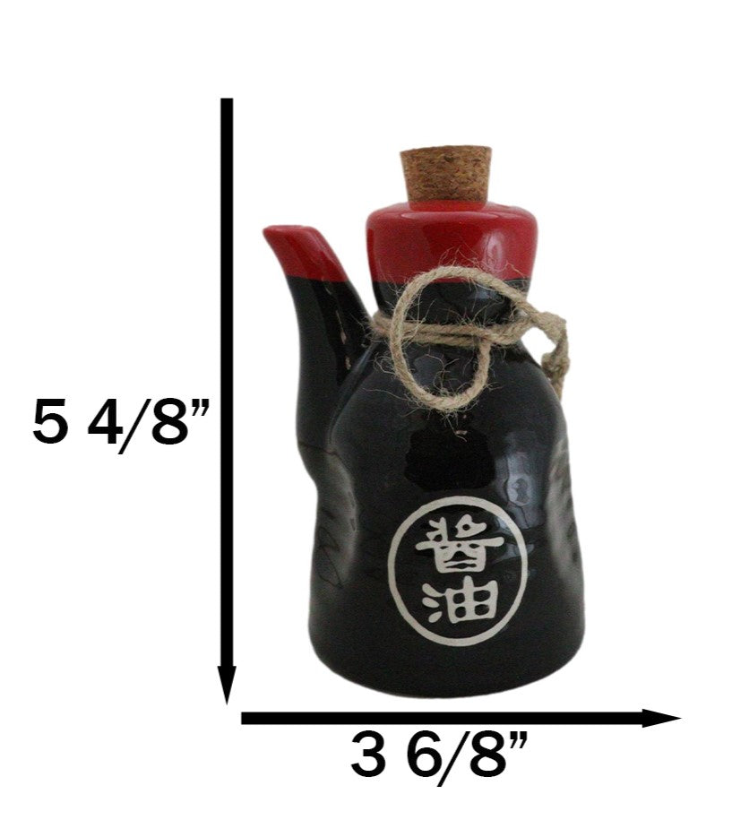 Pack of 6 Porcelain Calligraphy Soy Sauce Vinegar Condiment Dispenser Flask 7oz