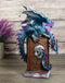 Spell Caster Metallic Ocean Dragon Perching On Necromancy Skull Books Figurine
