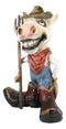Rustic Western Country Farm Comical Cowboy Horse With Pitchfork Boots Figurine