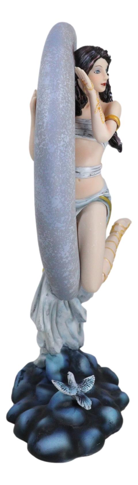 Celestial Dream Voyage Crescent Moon Lullaby Fairy Floating On Clouds Statue