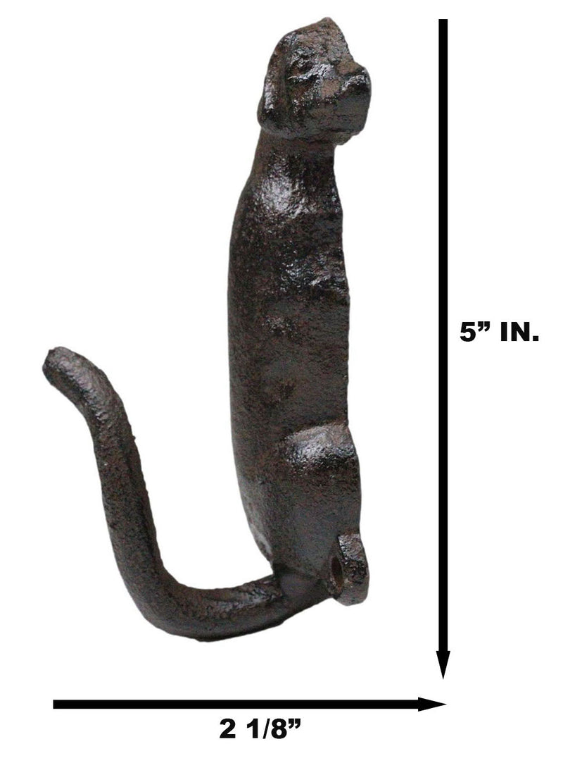 Pack Of 2 Rustic Cast Iron Golden Retriever Labrador Wagging Tail Wall Hooks