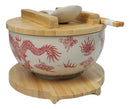 Red Ryu Dragon Design Donburi Ramen Bowl With Lid Trivet Spoon Chopsticks Set