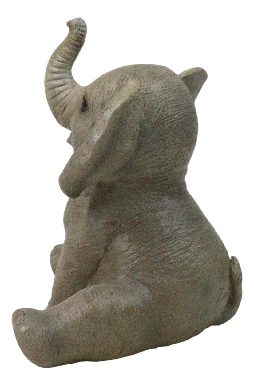Wildlife African Savanna Elephant Young Calf with Trunk Up Figurine 5"