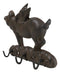 Cast Iron Whimsical Flying Pig Angel 3-Peg Wall Hook Decorative Sculpture