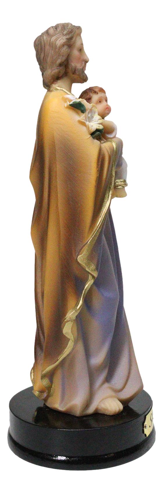 Catholic Saint Joseph With Baby Jesus Figurine Home Seller Kit With Prayer Card - Ebros Gift