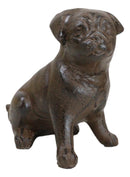Rustic Cast Iron Metal Whimsical Fawn Pug Puppy Dog Sitting Figurine Decor