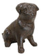 Rustic Cast Iron Metal Whimsical Fawn Pug Puppy Dog Sitting Figurine Decor