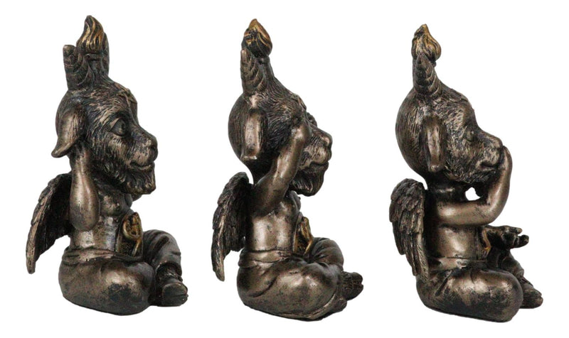 Goat of Mendes Samael Lilith See Hear Speak No Evil Baphomets Set of 3