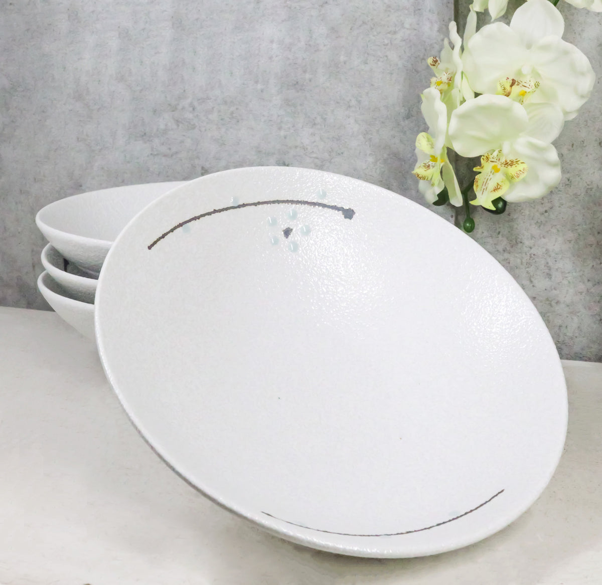 Pack Of 4 Ceramic Yukino Hana Collection Large Ramen Soup Dinner Bowls 36oz