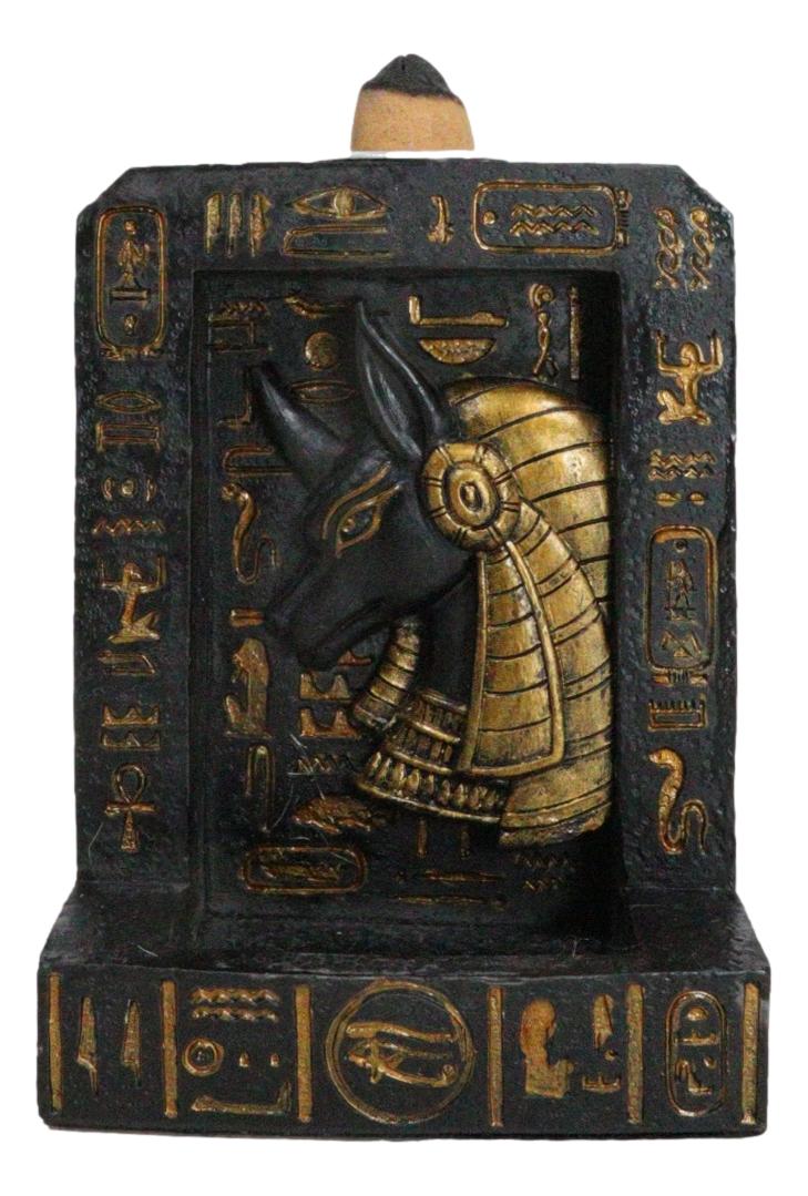 Egyptian God of The Dead Anubis Hieroglyphs Backflow Incense Burner Figurine - Ebros Gift
