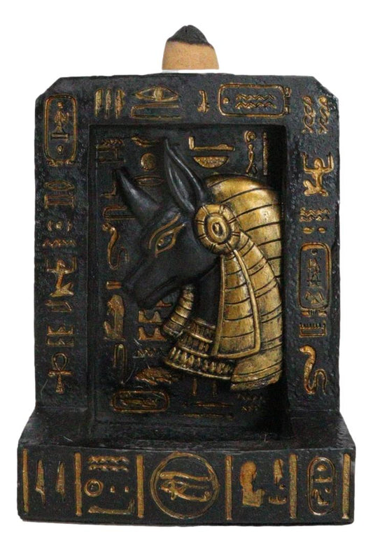 Egyptian God of The Dead Anubis Hieroglyphs Backflow Incense Burner Figurine - Ebros Gift