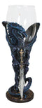 Fantasy Netherworld Blue Dragon Storm Blade Sword Glass Wine Goblet Chalice