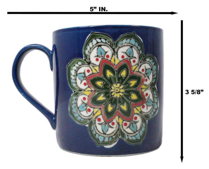 Indigo Ajna Eye Brow Chakra Zen Flower Of Life Mandala Circle Ceramic Mug Cup