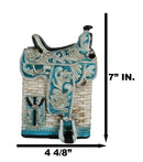 Rustic Western Turquoise Cowboy Horse Saddle With Floral Design Coin Piggy Bank